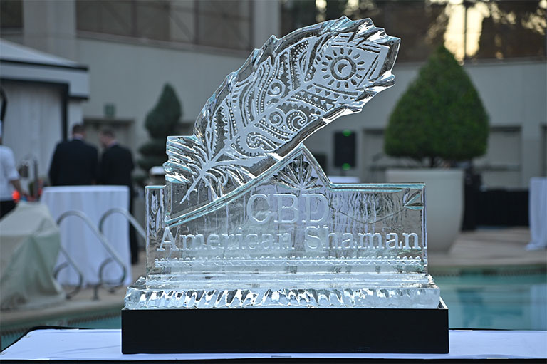 CBD American Shaman Franchise logo ice sculpture